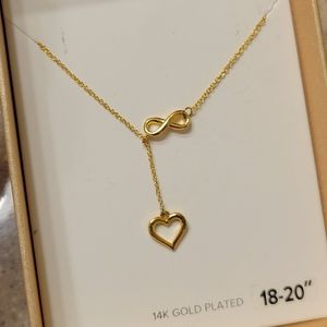 14K gold plated adjustable heart in infinity sign necklace